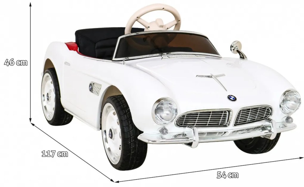 Carro elétrico para Crianças 12V BMW 507 Retro Rodas Eva, Assento de couro Branco