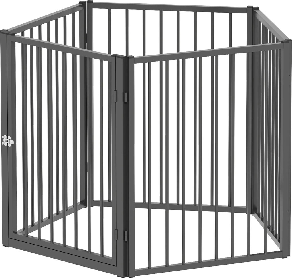 Parque para cães, parque para animais, 5 painéis 76 cm altura, vedação portátil dobrável, segura, preta