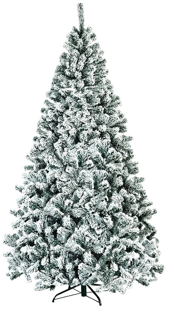 Árvore de Natal efeito neve não iluminada de 2,25 m com dobradiças e decoração de base de metal para escritório Casa Verve