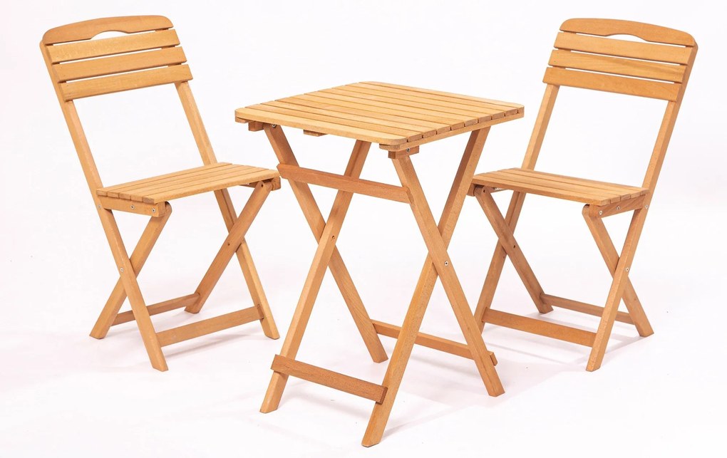 Conjunto de Mesa e Cadeiras de Jardim My001 – Castanho – Mesa 50x72x50