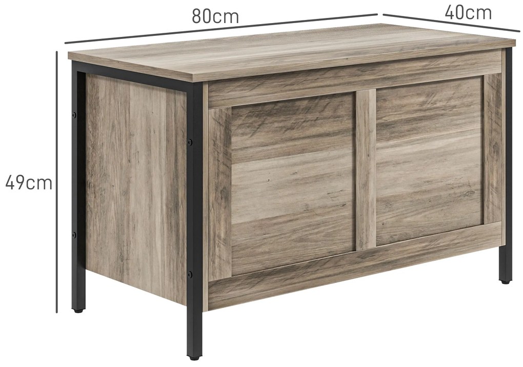 Baú de Armazenamento 95L  de Arrumação com Tampa Banco de Armazenamento com Dobradiça de Segurança 80x40x49 cm Cinza Claro