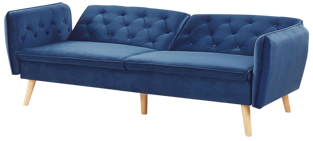 Sofá-cama 2 lugares em veludo azul BARDU Beliani