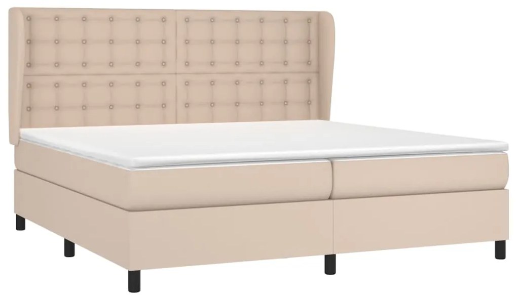 Cama com molas/colchão 200x200 cm couro artificial cappuccino