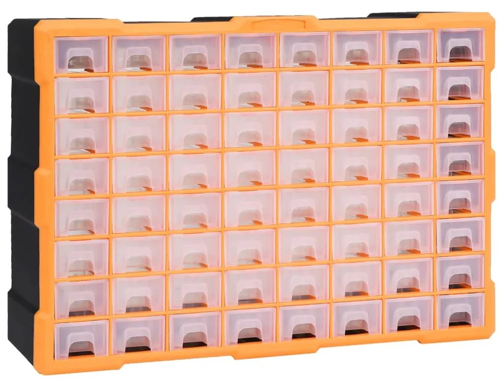 147579 vidaXL Caixa organizadora com 64 gavetas 52x16x37,5 cm