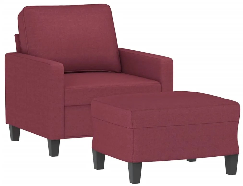 Poltrona com apoio de pés 60 cm tecido vermelho tinto