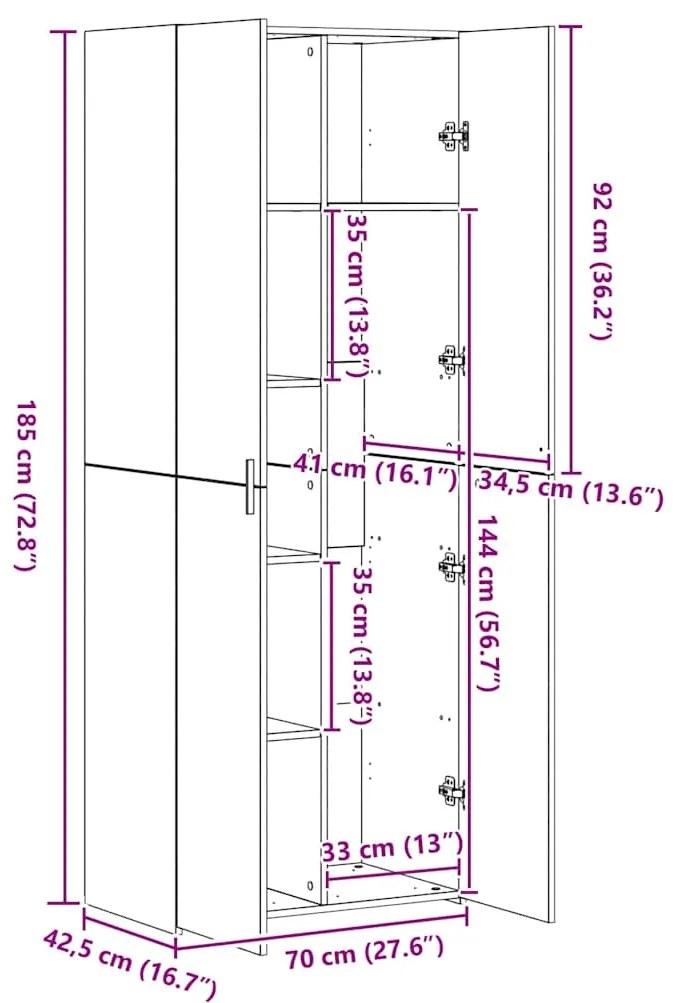 Highboard Madeira Velha 70x42.5x185 cm Madeira Recuperada