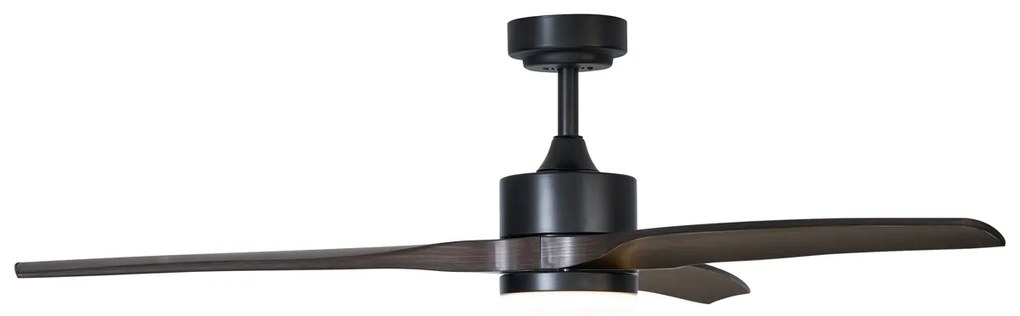 Ventilador de teto preto com impressão de madeira 132cm incl. LED regulável com controle remoto - Joly Moderno