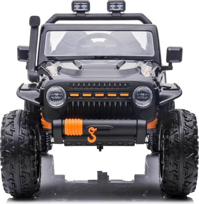 Jipe elétrico para Crianças 24V 4x4 Jeep Monster Rodas de espuma EVA, assento Couro ecológico Preto