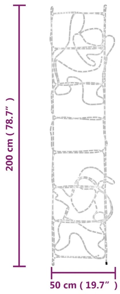 Pai Natal a subir uma escada 552 luzes LED 50x200 cm