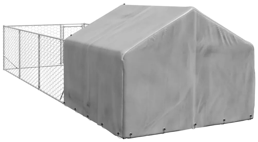 Canil exterior para cães com corredor 7x2x1,5 m aço galvanizado