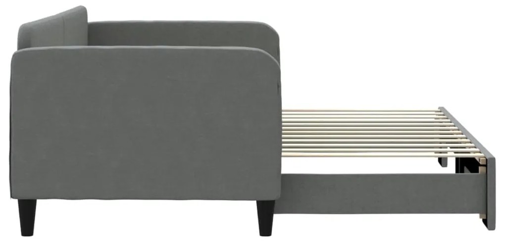 Sofá-cama com gavetão 90x200 cm tecido cinzento-escuro