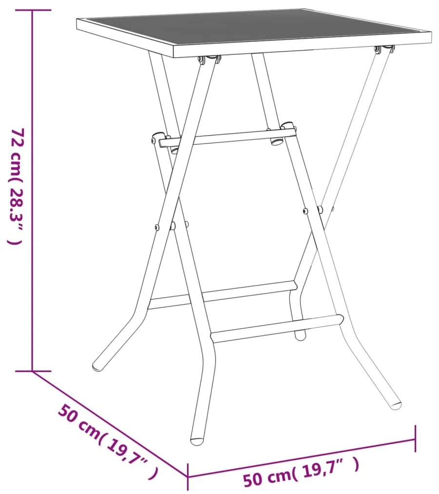 Mesa de jardim dobrável 50x50x72 cm malha de aço antracite