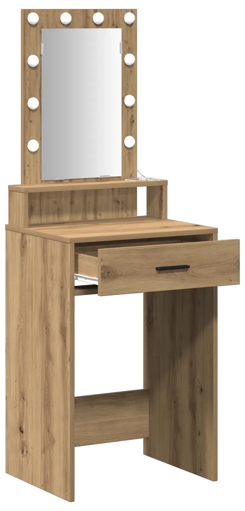 Mesa de Maquiagem vidaXL com Luzes LED Carvalho Artisan 50x41x140 cm