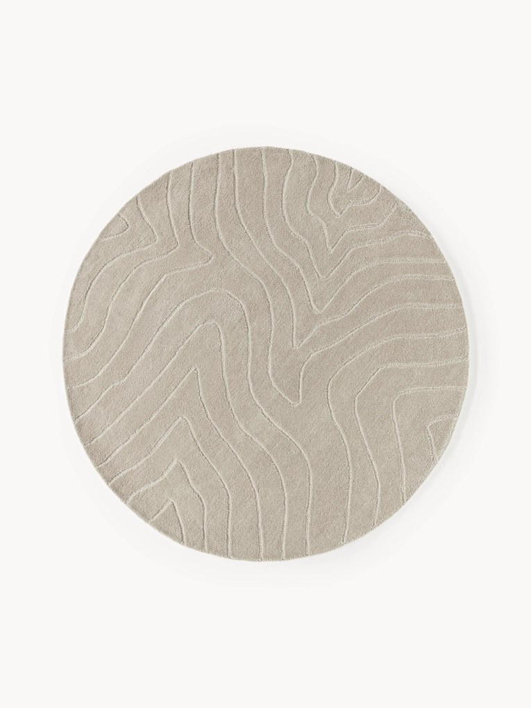 Tapete redondo em lã artesanal Aaron