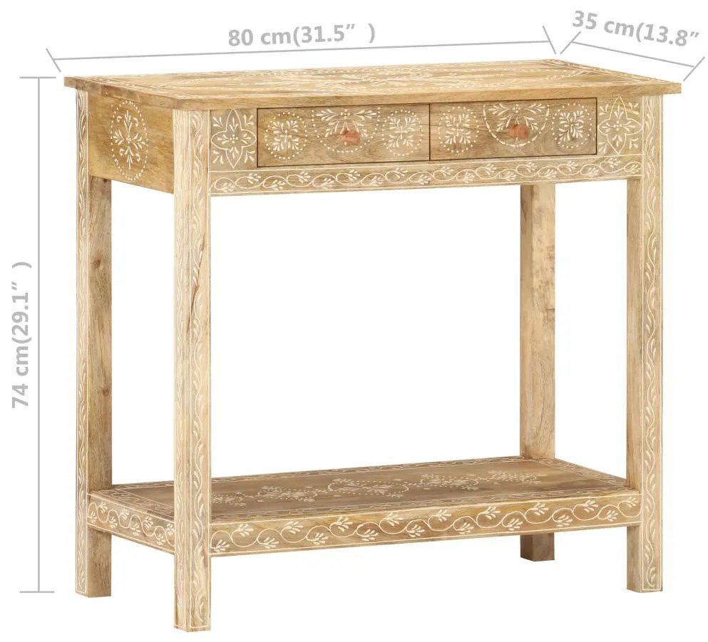 Mesa consola 80x35x74 cm madeira de mangueira maciça