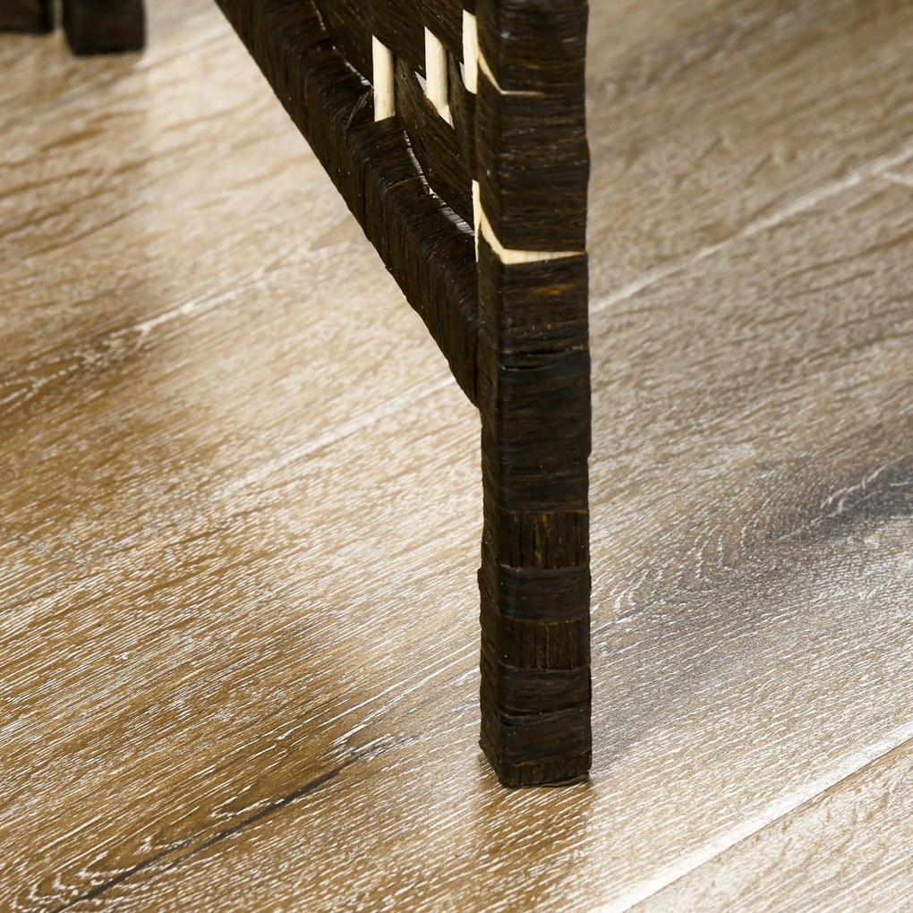 Biombo Separador de Ambientes 4 Painéis 160x170 cm com 2 Prateleiras Dobrável de Fibra de Papel Castanho