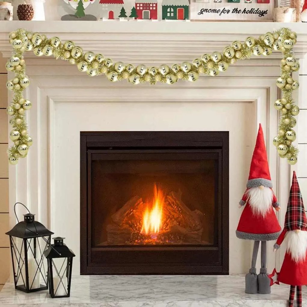 vidaXL Guirlanda de Bolas de Natal Ouro 186 cm Poliestireno