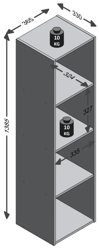 FMD Estante com 4 compartimentos cinzento cimento