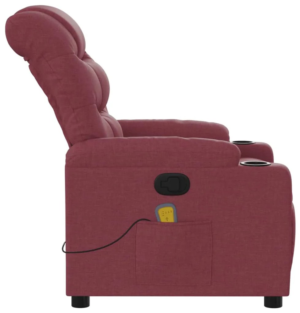 Poltrona de massagens reclinável tecido vermelho tinto
