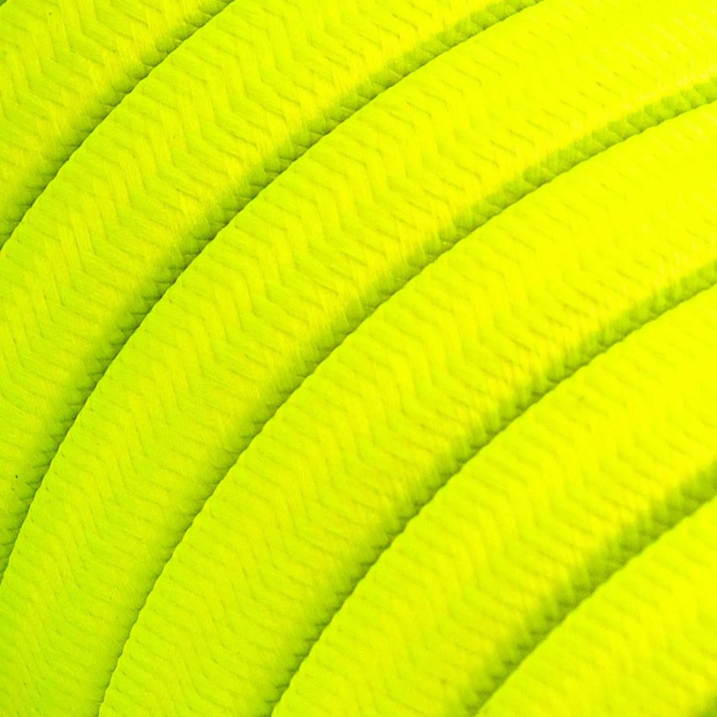 Cabo elétrico para cordão de luzes, coberto por tecido Seda Amarelo Fluo CF10