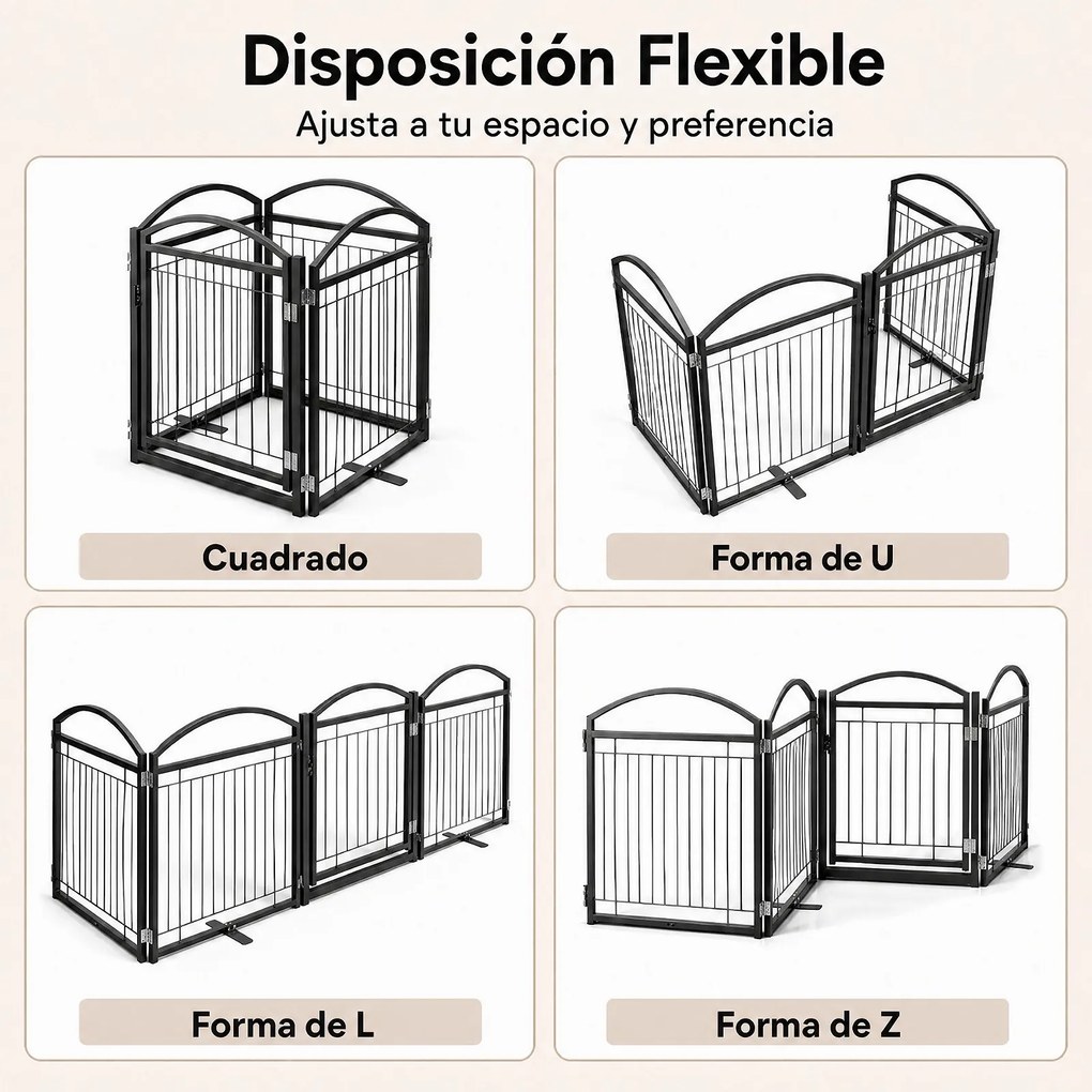 Vedação para Cães, 240 x 81 cm, 4 Painéis Modulares Dobráveis, Preto