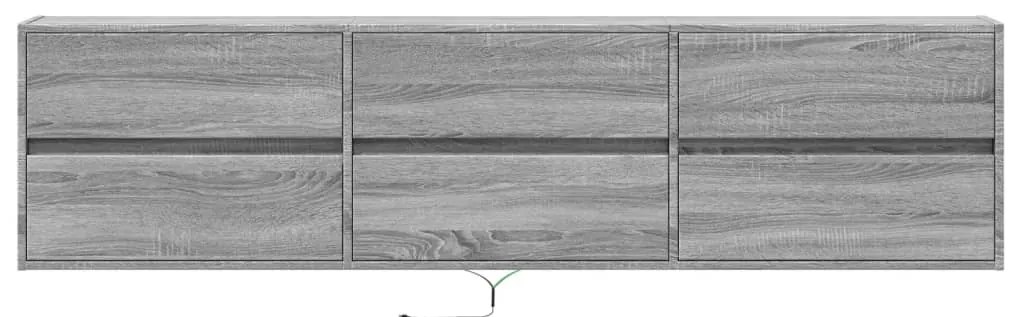 Móvel de parede p/ TV c/ luzes LED 180x31x45 cm cinzento sonoma
