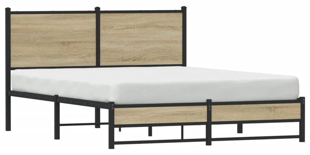 Estrutura de cama sem colchão 150x200cm metal carvalho sonoma