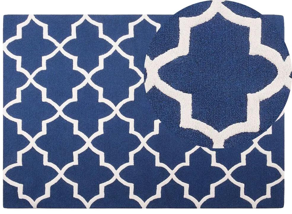 Tapete de lã azul marinho 140 x 200 cm SILVAN Beliani