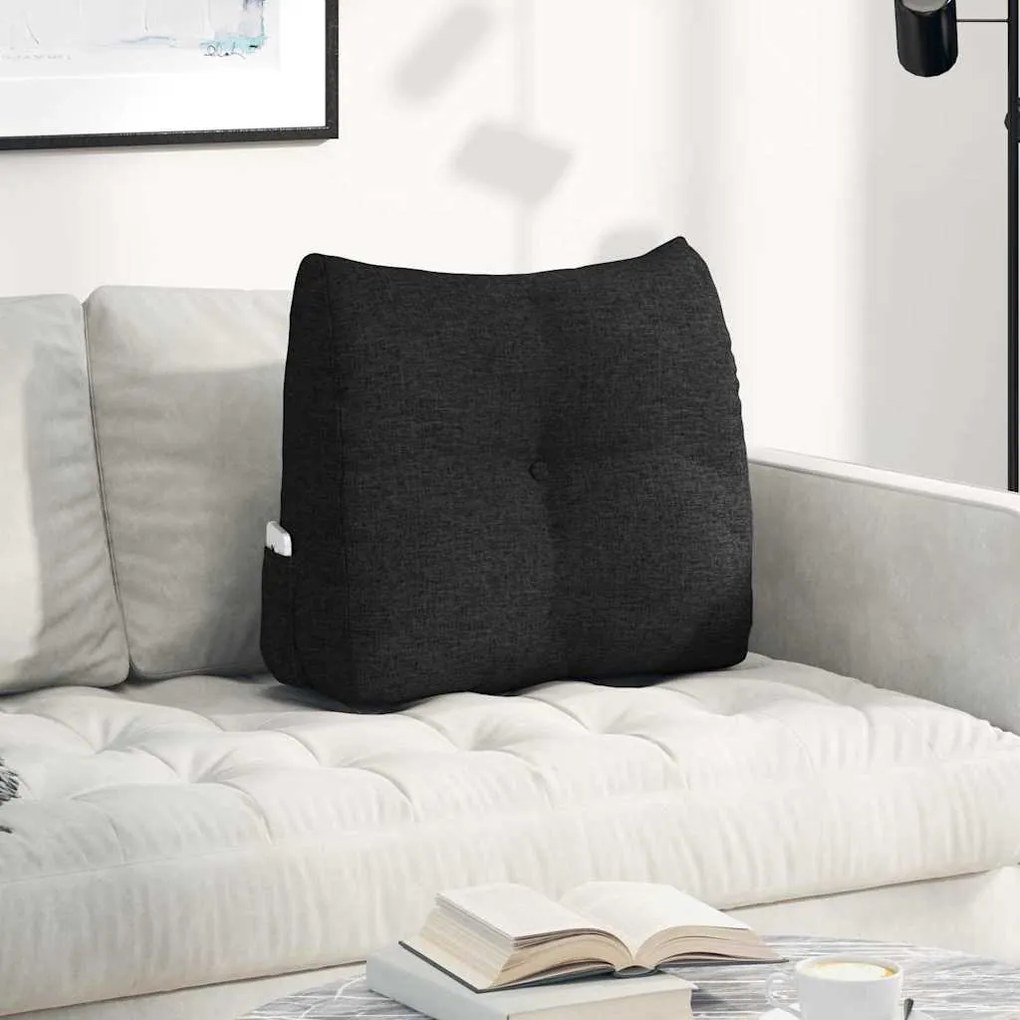 vidaXL Travesseiro para Costas Preto 60 x 24 x 50 cm tecido