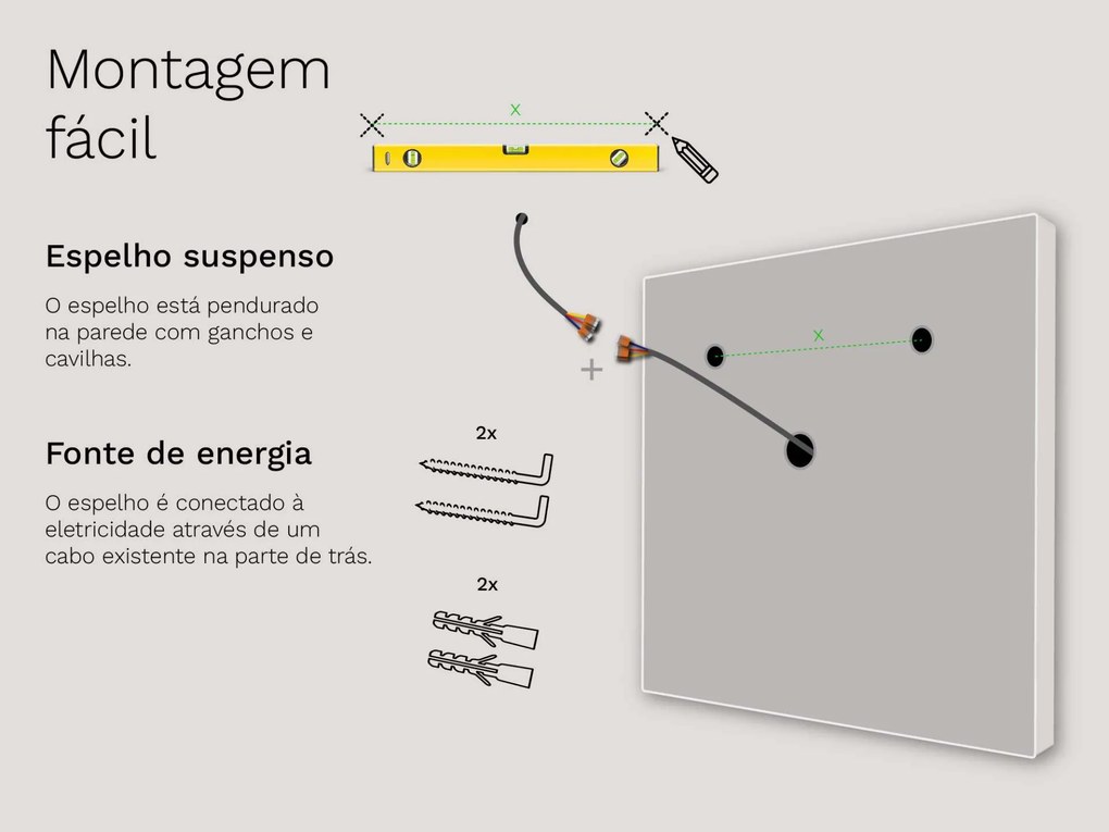 Espelho LED com moldura para casa de banho M3