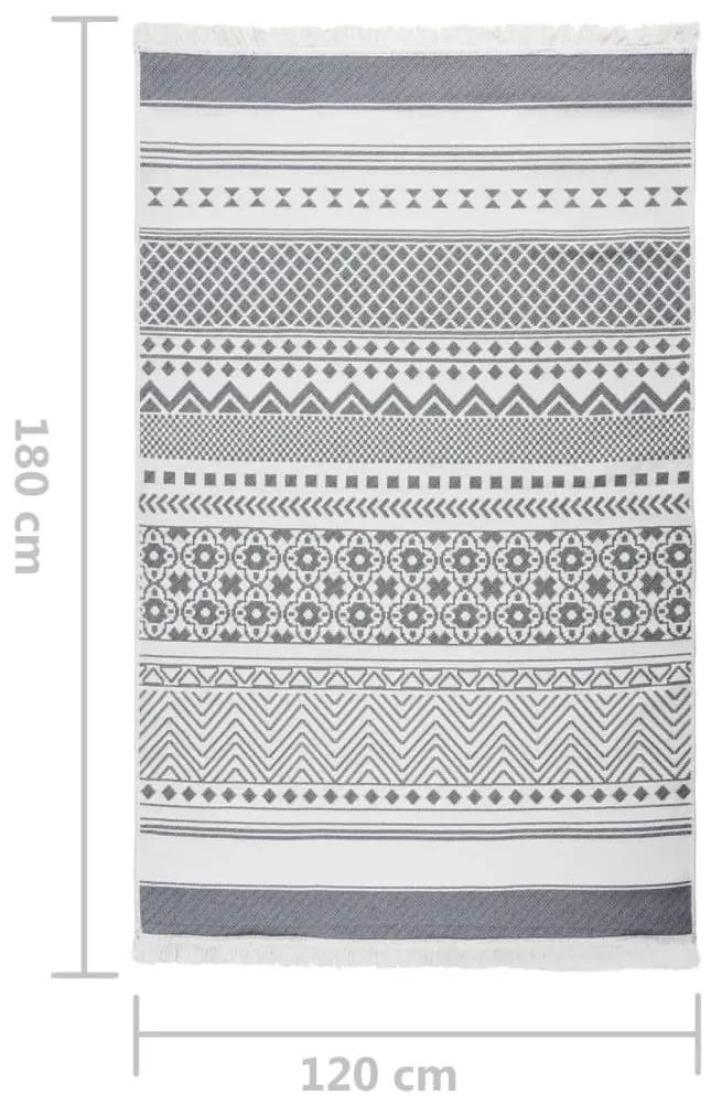 Tapete 120x180 cm algodão cinzento e branco
