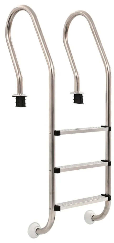 91733 vidaXL Escada para piscina 3 degraus aço inoxidável 304 120 cm