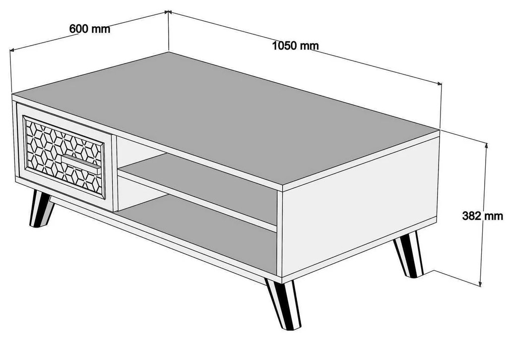 Mesa de Centro Ayla – Azul Nogueira – 105x38,2x60 cm