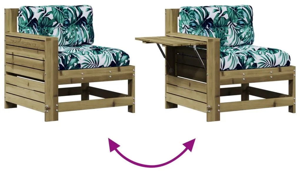 5 pcs conjunto lounge de jardim c/ almofadões pinho impregnado