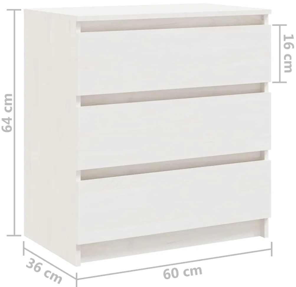 Mesa de cabeceira 60x36x64 cm madeira de pinho maciça branco
