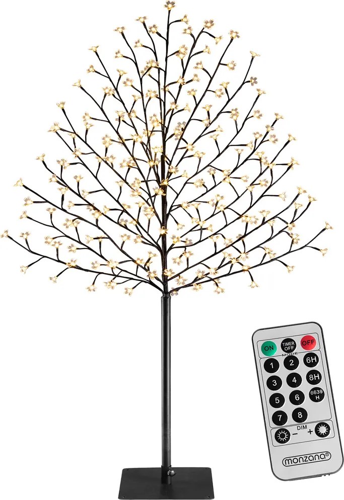 Árvore de cerejeira em flor com controlo remoto Ø20 x 220 cm Branco quente + Preto