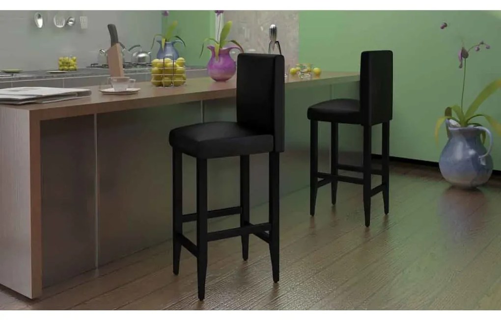 vidaXL Bancos de bar 6 pcs couro artificial preto