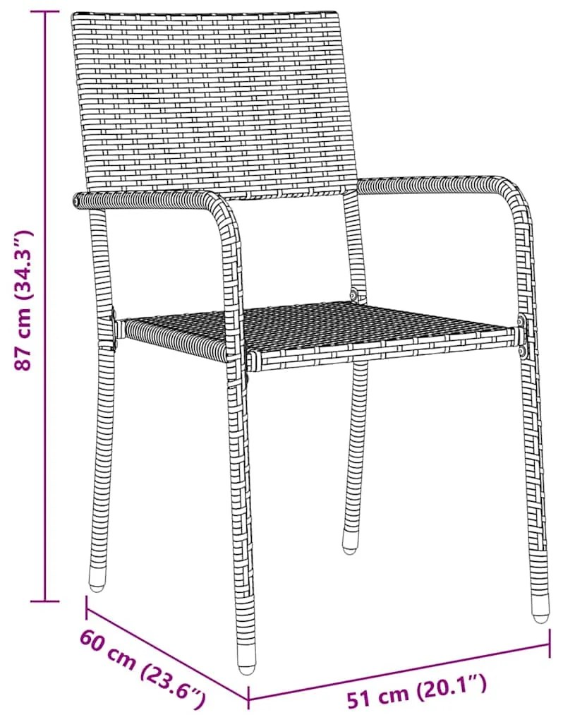 Conjunto de 3 peças de jantar de jardim em rattan sintético cinza.