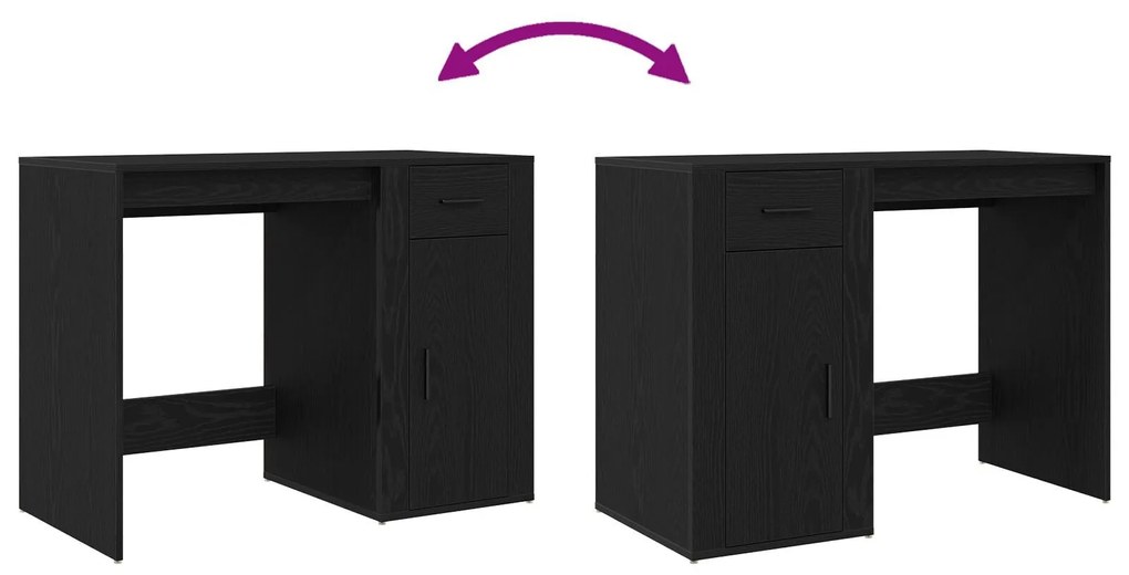 Mesa vidaXL Preta Carvalho 100x49x75 cm Madeira engenheirada