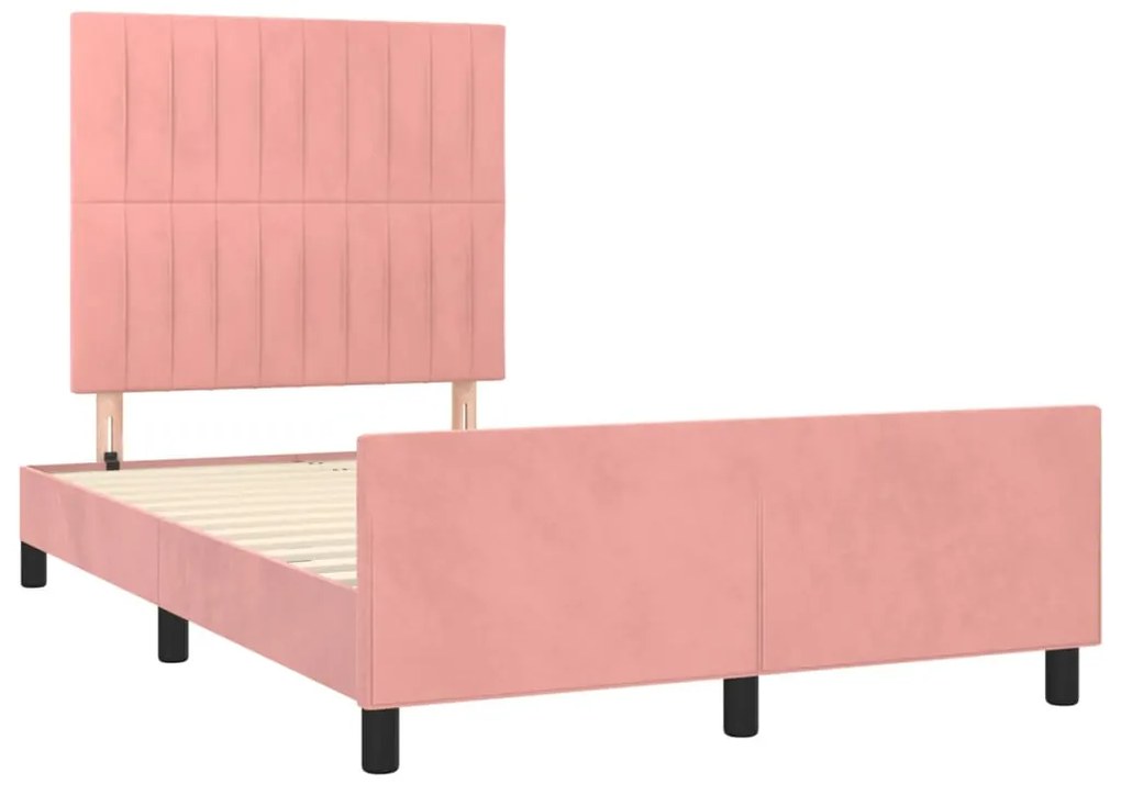 Estrutura de cama com colchão 120x190 cm veludo rosa
