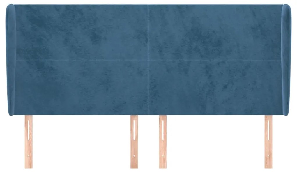 Cabeceira cama c/ abas veludo 183x23x118/128 cm azul-escuro
