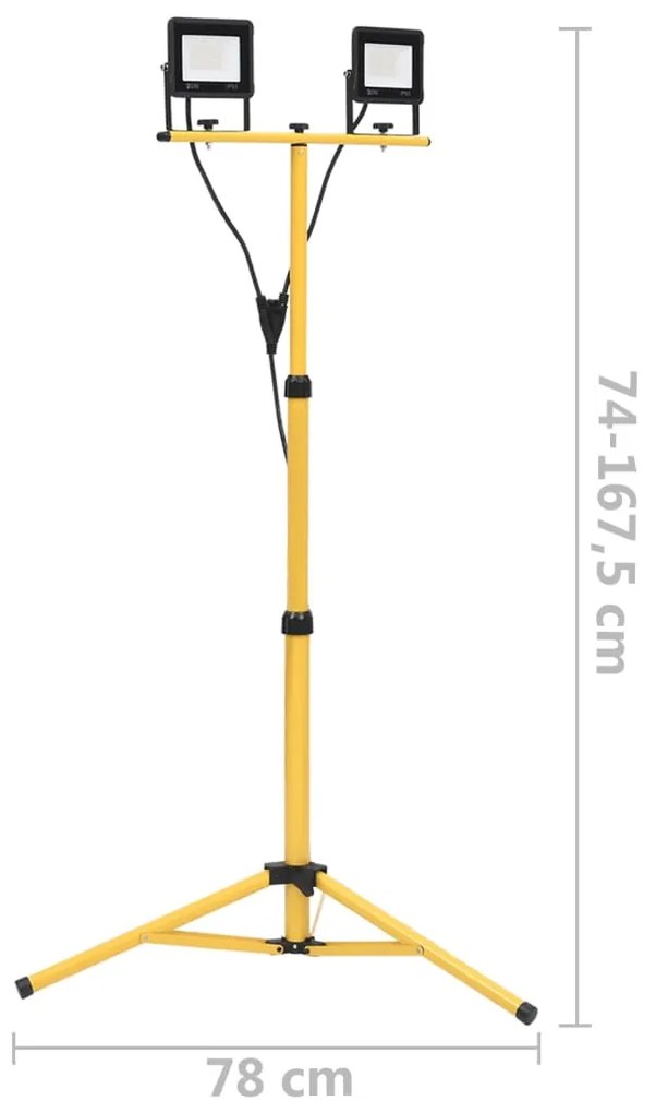 Projetor c/ iluminação LED e tripé 2x20 W branco quente