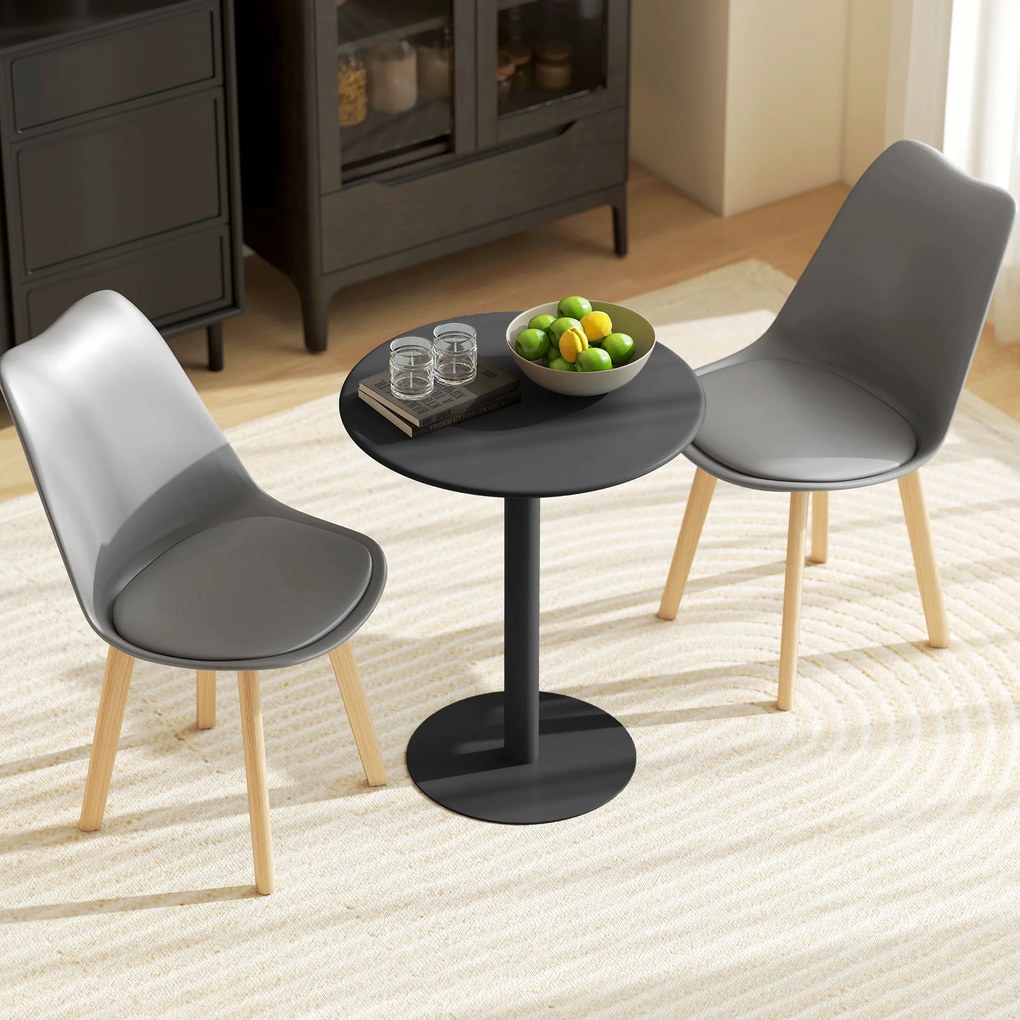 Mesa de Refeição Redonda para 2 Pessoas  (CADEIRAS NÃO INCLUIDAS) Mesa de Cozinha de Aço para Interior e Exterior Ø60x72 cm Preto