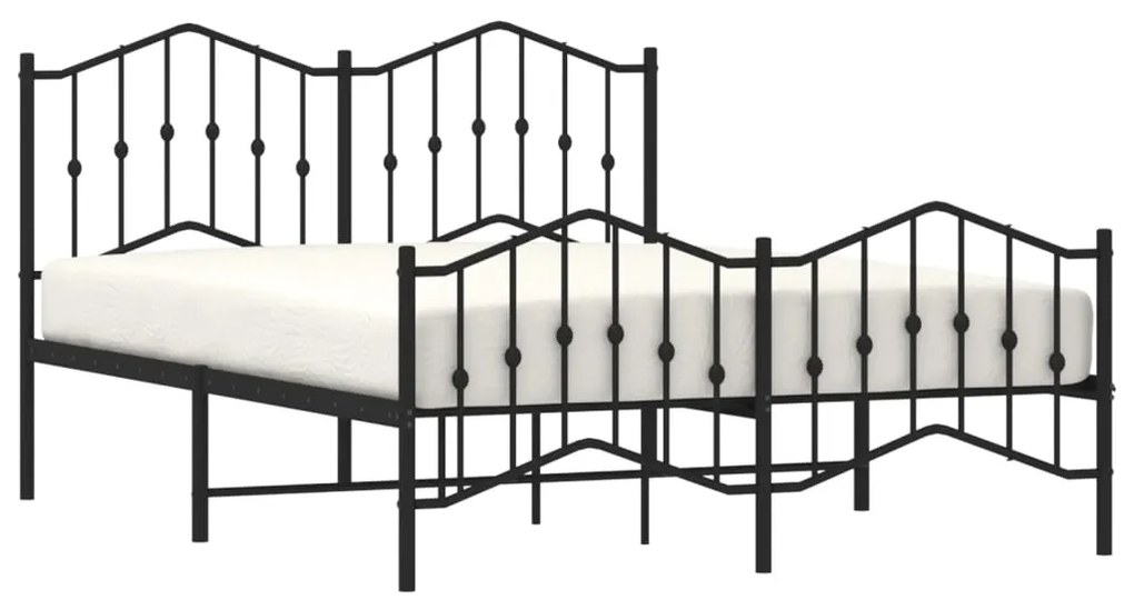 Estrutura de cama com cabeceira e pés 140x190 cm metal preto