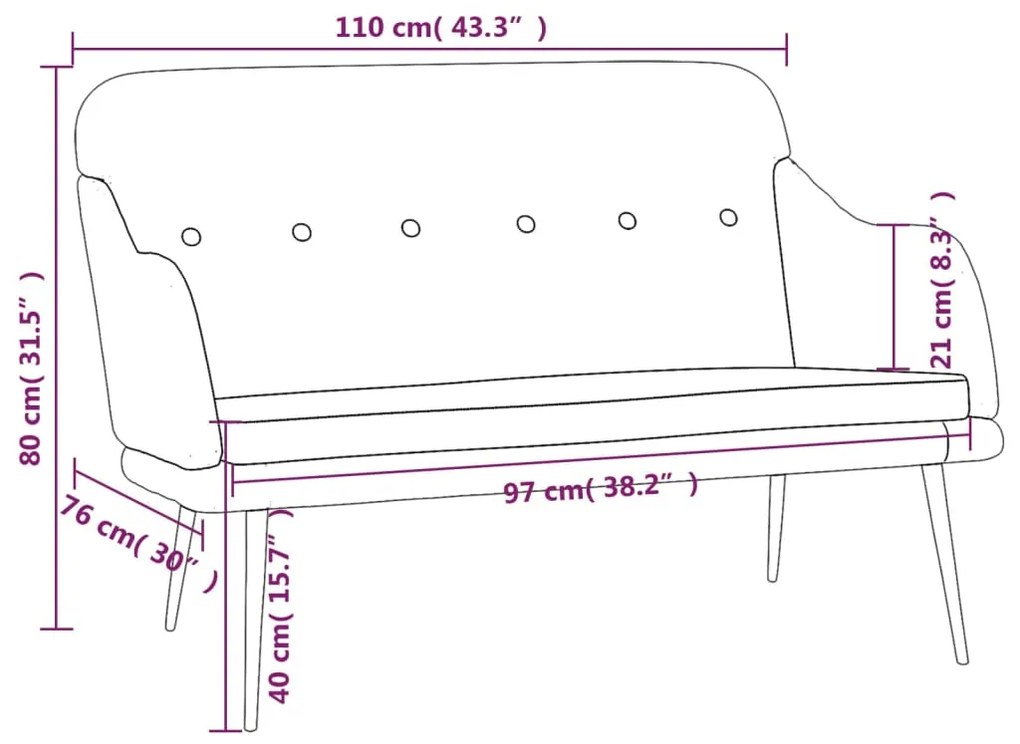 Banco 110x76x80 cm tecido cinzento-escuro