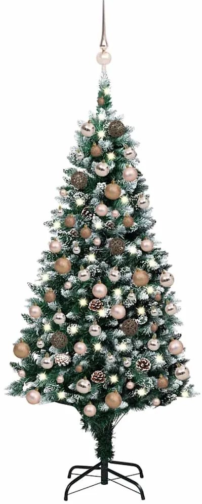 vidaXL Árvore Natal artificial com LEDs e bolas e pinhas 150 cm