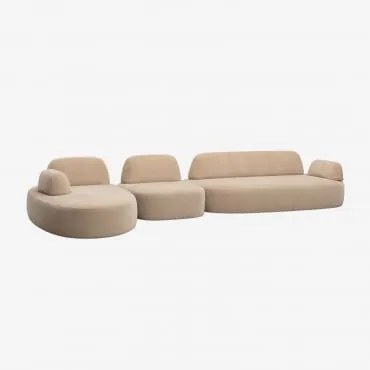 Sofá Modular Chaise Longue Esquerdo De 3 Peças Com Módulo De Canto Estofado Giorgia Chenille Castanho Areia Claro - Sklum