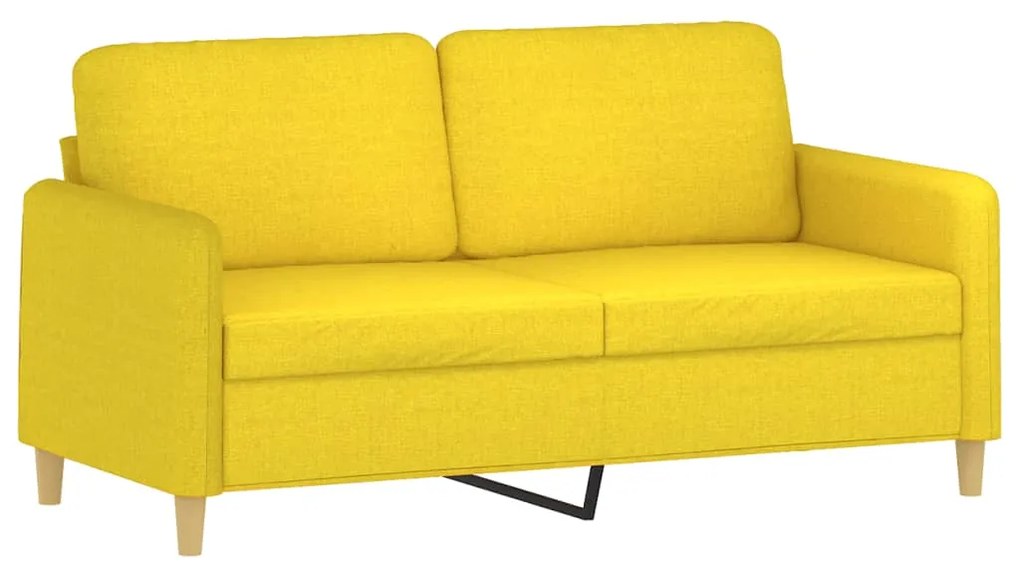 2 pcs conjunto de sofás com almofadões tecido amarelo-claro