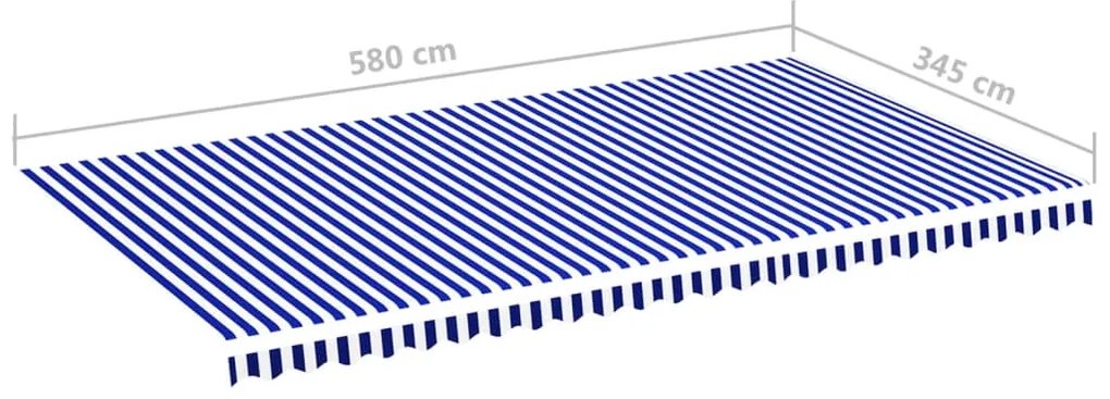 Tecido de substituição para toldo 6x3,5 m azul e branco