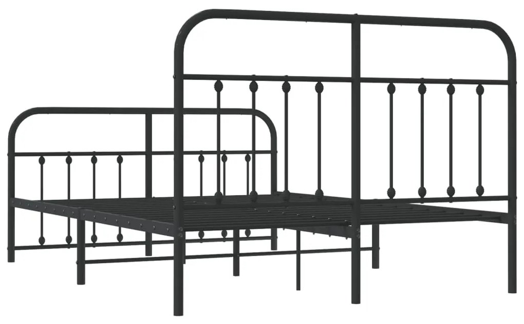 Estrutura de cama com cabeceira e pés 140x200 cm metal preto